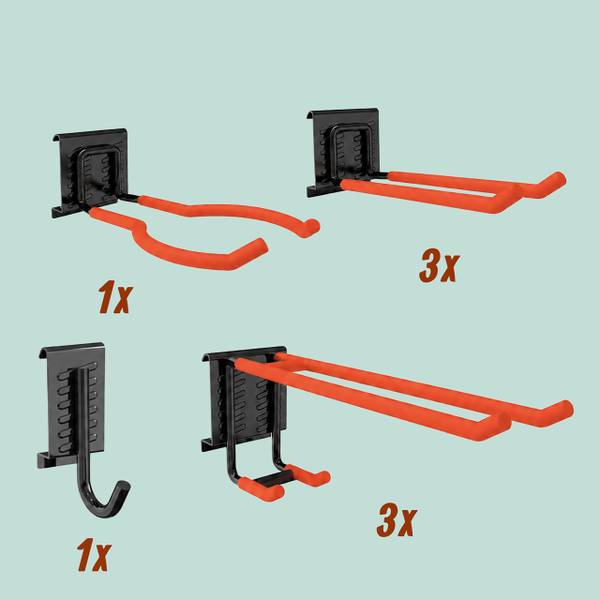 8-tlg. Wandhaken Set Schwarz - Orange