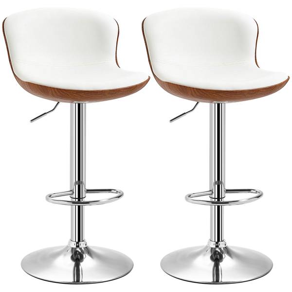 Tabourets de bar 835-224V00CW, lot de 2 Blanc - Cuir synthétique - 46 x 106 x 50 cm