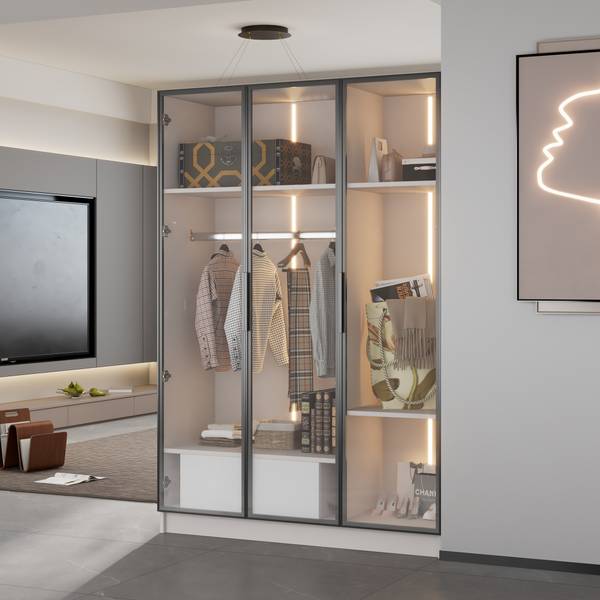 Kleiderschrank GlassGLOW Ⅲ Weiß - Holzwerkstoff - 50 x 160 x 110 cm