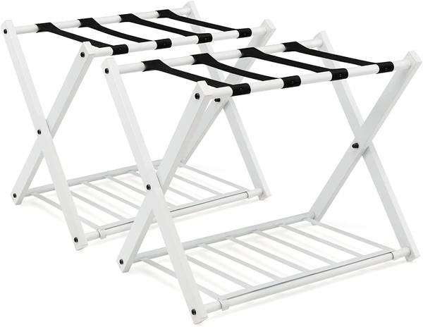 2er Set Kofferständer klappbar Weiß - Metall - 43 x 58 x 68 cm