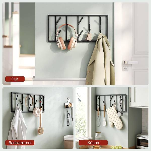 Wandgarderobe HN-001-14 Schwarz - Höhe: 27 cm