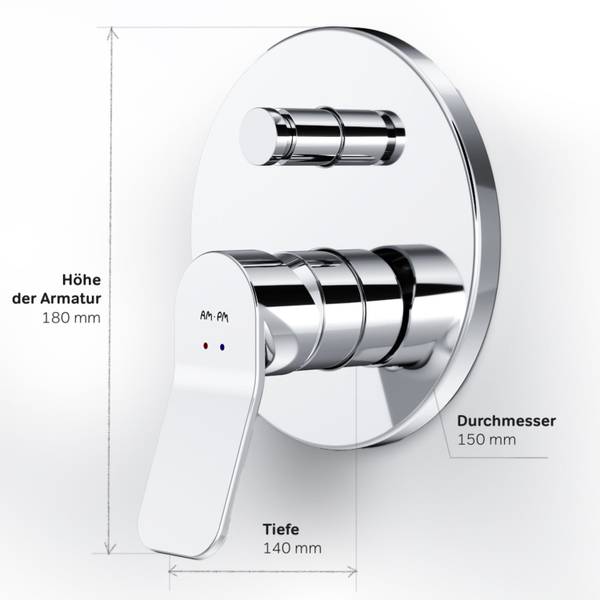 AM.PM Unterputz Duscharmatur Silber - Messing - 15 x 18 x 14 cm
