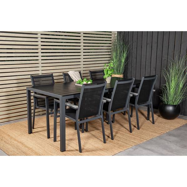 Gartenset Break 7-teilig Schwarz - Webstoff - 90 x 74 x 205 cm