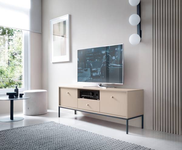 TV-Schrank MOLLY Beige Schwarzbeine Schwarz