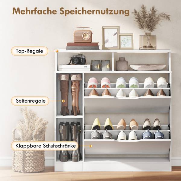 Schuhschrank 837-743V90WT Weiß - Holzwerkstoff - 25 x 92 x 89 cm