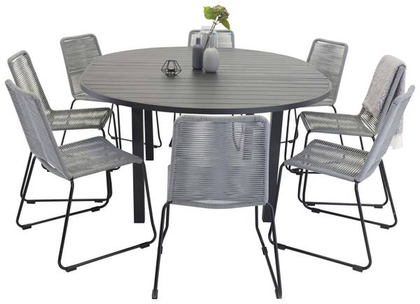 Gartenset Marbella 9-teilig Grau - Metall - 140 x 76 x 140 cm