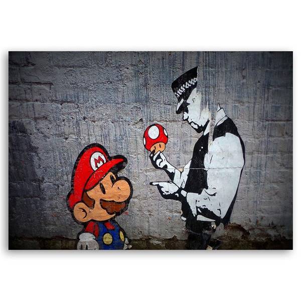 Wandbild polizist und spielfigur 90 x 60 cm