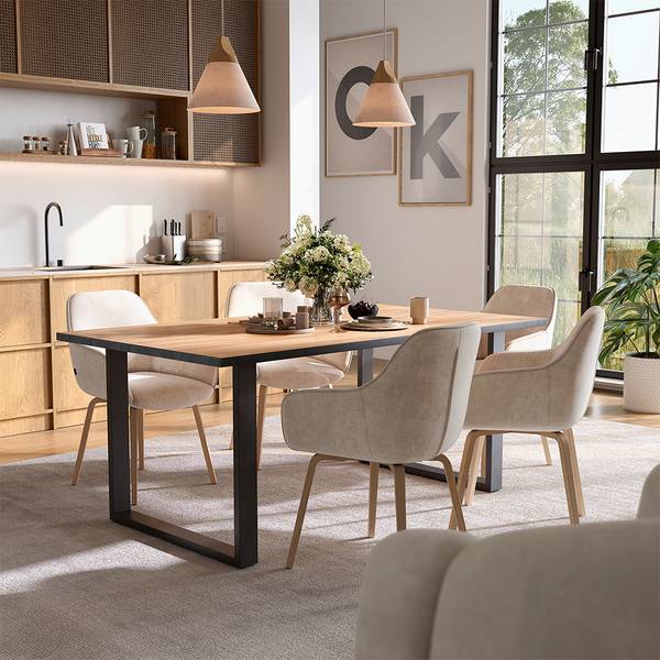 Esstisch Avido 58471 Schwarz - Braun - Holzwerkstoff - 180 x 75 x 100 cm