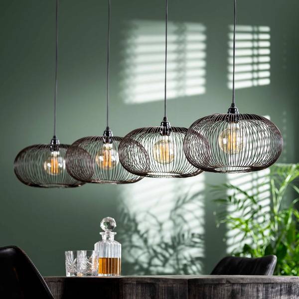Pendelleuchte Disk 4L Grau - Metall - 35 x 150 x 170 cm