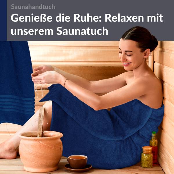 Saunahandtuch London 2er-Set Blau - Frottee - 80 x 1 x 200 cm