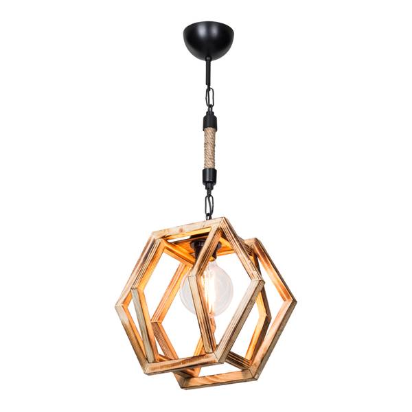 Hängeleuchte Cheltenham Braun - Massivholz - 30 x 68 x 30 cm