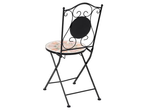 Gartenset SETTALA 3-tlg Beige - Schwarz - Orange - Weiß - Metall - 60 x 60 cm
