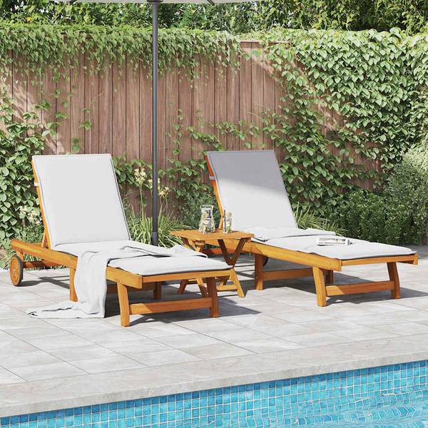 Ligbed 3325193 set van 2 bruin - acacia - 63 x 85 x 199 cm
