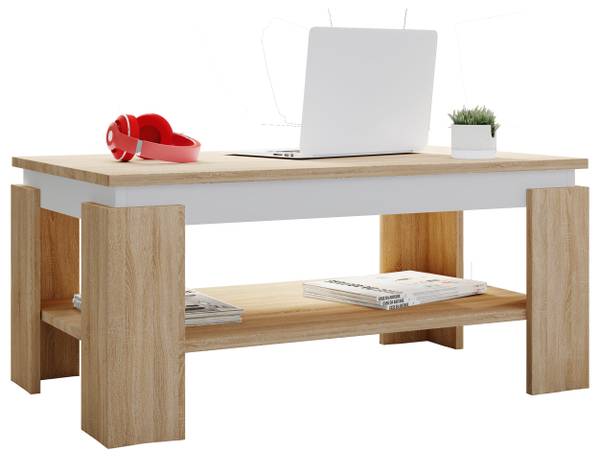 Beistelltisch Rolas Eiche Dekor - Weiß