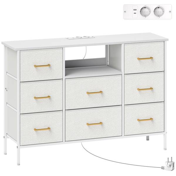Kommode 831-979V90CW Weiß - Polyester - 30 x 76 x 110 cm