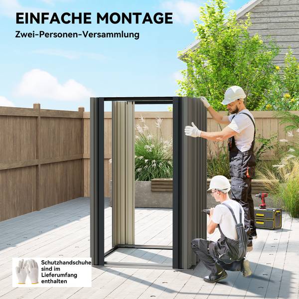 Gartengerätehaus 84H-639V00LG Grau - Stahl - 121 x 192 x 122 cm