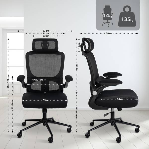 Bürostuhl Newberg Schwarz - Textil - 67 x 114 x 70 cm