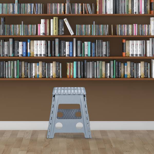 Klapphocker faltbar XL Grau - Weiß - Kunststoff - 39 x 39 x 32 cm