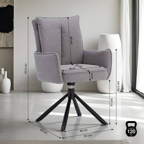 Chaise de salle à manger pivotante 2840 Gris - 1 chaise