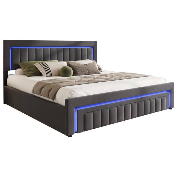 Bettgestell ZY-017 Grau - Holzwerkstoff - 160 x 98 x 208 cm