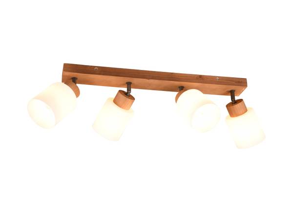 LED Deckenstrahler Holz Glas Weiß 60cm Braun - Weiß - Milchglas - 60 x 10 x 21 cm