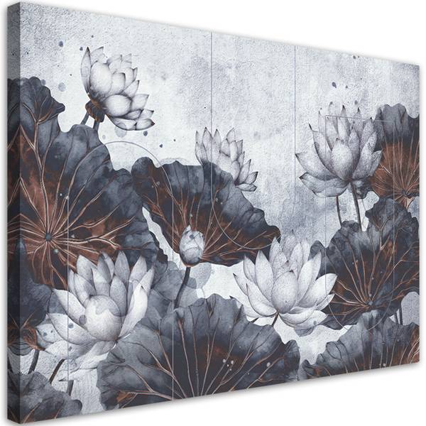 Wandbild lotusblumen abstraktion beton 120 x 80 cm