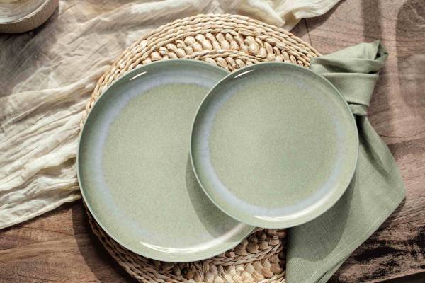 Tafelservice Perlemor Alga 12-teilig Grün - Pinie - 2 x 2 x 2 cm