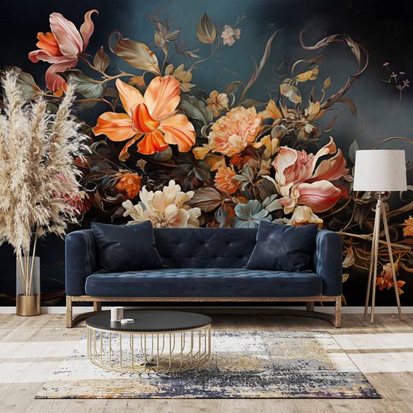 Papier Peint FLEURS Feuilles Plantes 90 x 60 x 60 cm