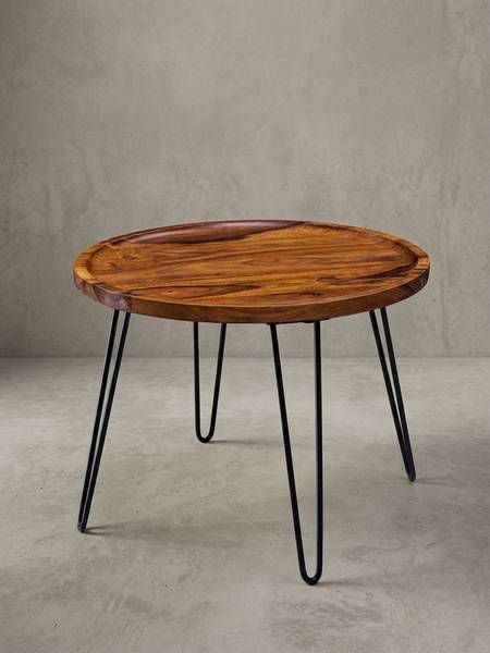 Couchtisch HVAR mit Tablettrand Braun - Sheesham - 60 x 45 x 60 cm