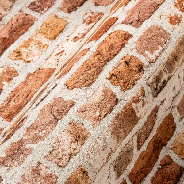 Tapete Backstein Rot Orange Weiß Beige Beige - Orange - Rot - Weiß