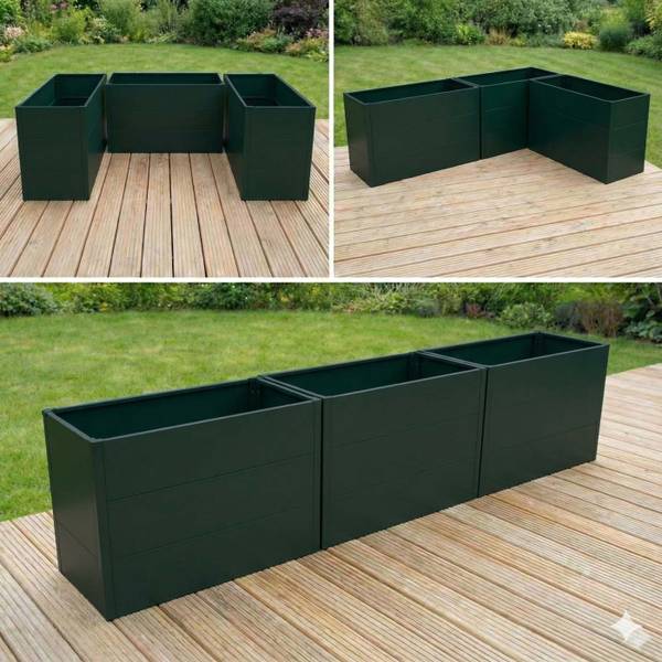 Hochbeet P64 (3er-Set) Grün - Stahl - 150 x 77 x 100 cm