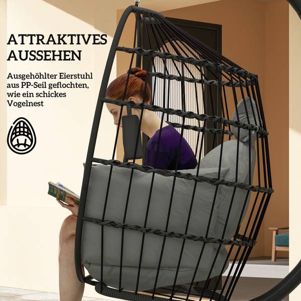 Hängesessel 84A-345V00BK Schwarz - Textil - 88 x 192 x 120 cm