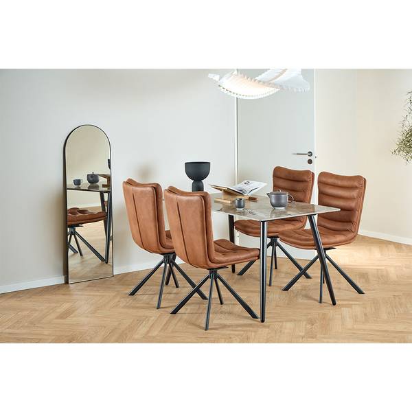 Table à manger Wicklow Marron - En partie en bois massif - 140 x 75 x 80 cm