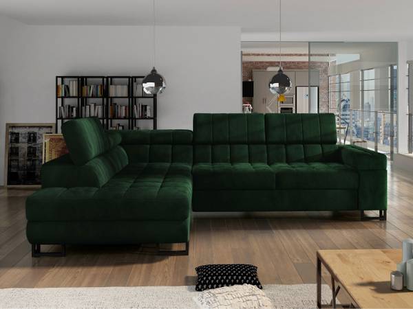 Ecksofa Laris Moosgrün - Ecke davorstehend links - Microfaser