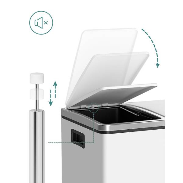 Mülleimer Mülltrennsystem Weiß - Metall - 36 x 74 x 41 cm