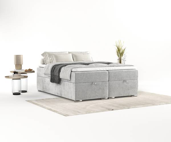 Premium Boxspringbett Reto Hellgrau - Liegefläche Breite: 160 cm