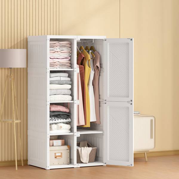Kleiderschrank AHUI-2 Weiß - Kunststoff - 50 x 136 x 69 cm