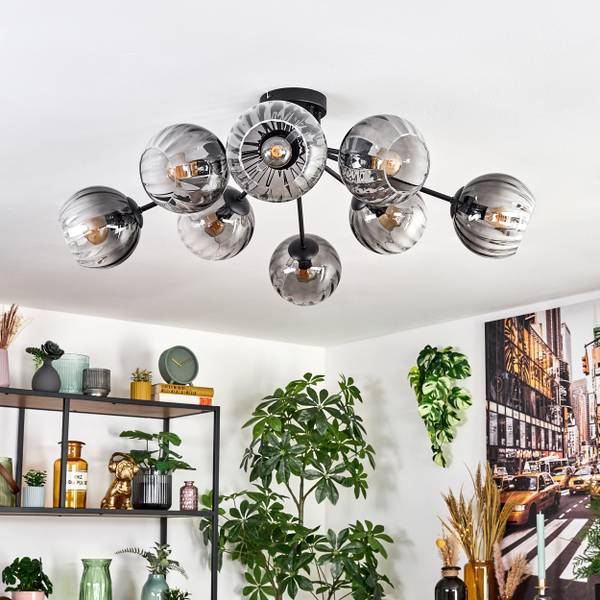 Deckenleuchte Cesaro Grau - Metall - 100 x 29 x 100 cm