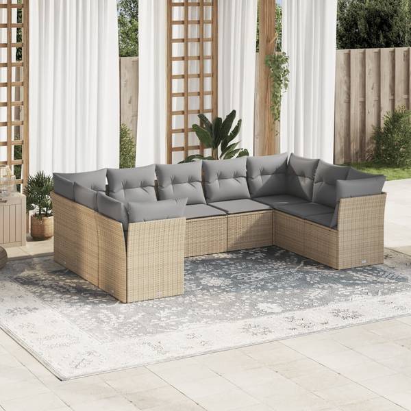 Garten-Lounge-Set 3034263-1 9-teilig Beige - Grau