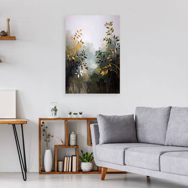 Wandbild Pflanzen Grün - Polyester - 80 x 120 x 3 cm