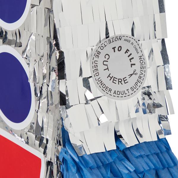 Pinata Set Rakete mit Stab und Maske Blau - Rot - Silber - Papier - Kunststoff - 30 x 40 x 9 cm