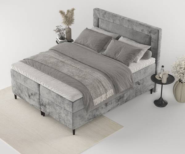 Boxspringbett Noble Bonellfederkern Grau - Liegefläche Breite: 180 cm