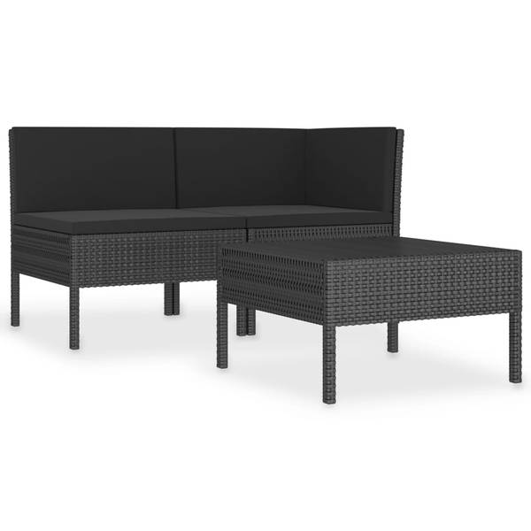 Garten-Lounge-Set 8er Set DE722 Schwarz - Rattan - 69 x 69 x 69 cm