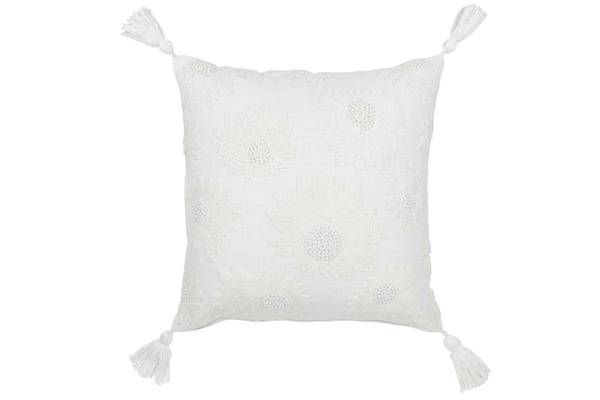 Kissen Bali Bliss Weiß - Baumwollstoff - Leinen - Polyester - 45 x 15 x 45 cm