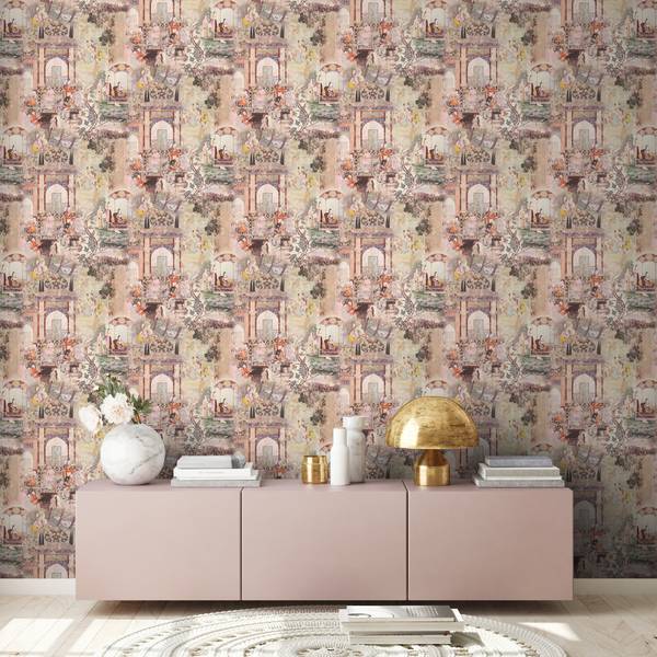 Vliestapete orientalisch Tapete Vintage Beige - Grau - Grün - Weiß - Fleece - 53 x 1005 x 1 cm