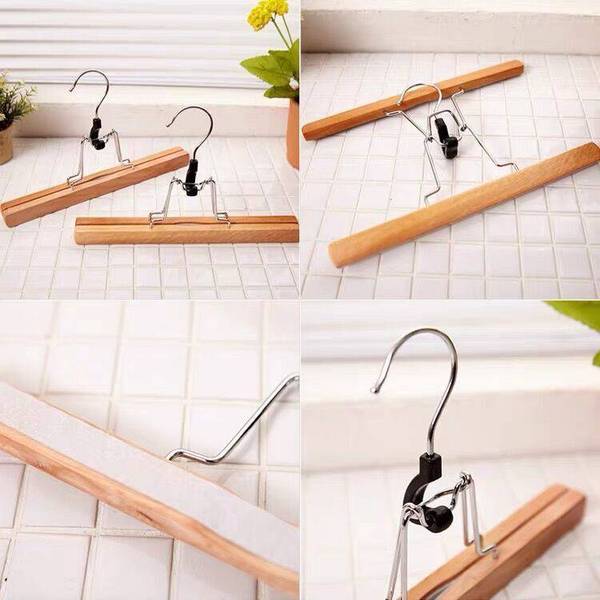 Hosenklemmbügel 3er Set Braun - Massivholz - 25 x 17 x 2 cm