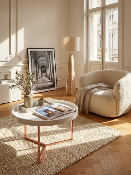 Couchtisch LIA mit abnehmbarem Tablett Bronze - Weiß