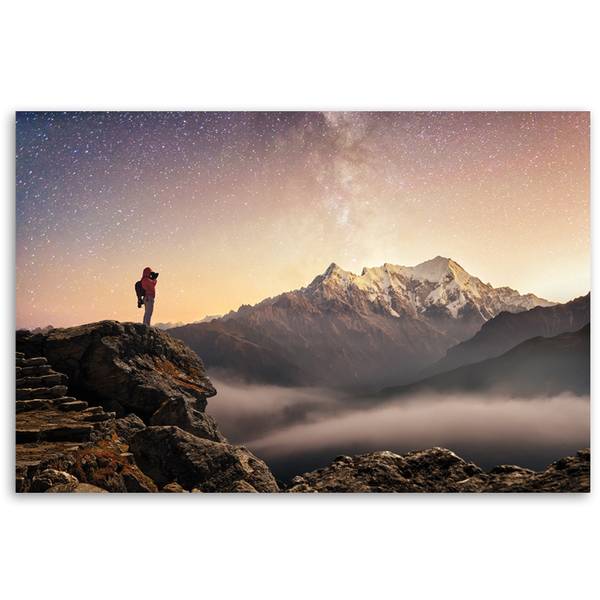Tableau déco alpinisme étoiles ciel 90 x 60 cm