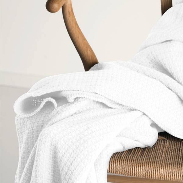 Wohn- & Kuscheldecke Knit Oversize Weiß - Naturfaser - 150 x 1 x 210 cm