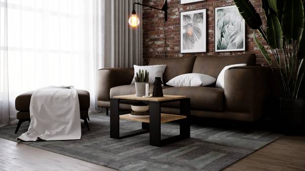 Couchtisch KAJA 63 Schwarz - Braun - Holzwerkstoff - 61 x 44 x 54 cm